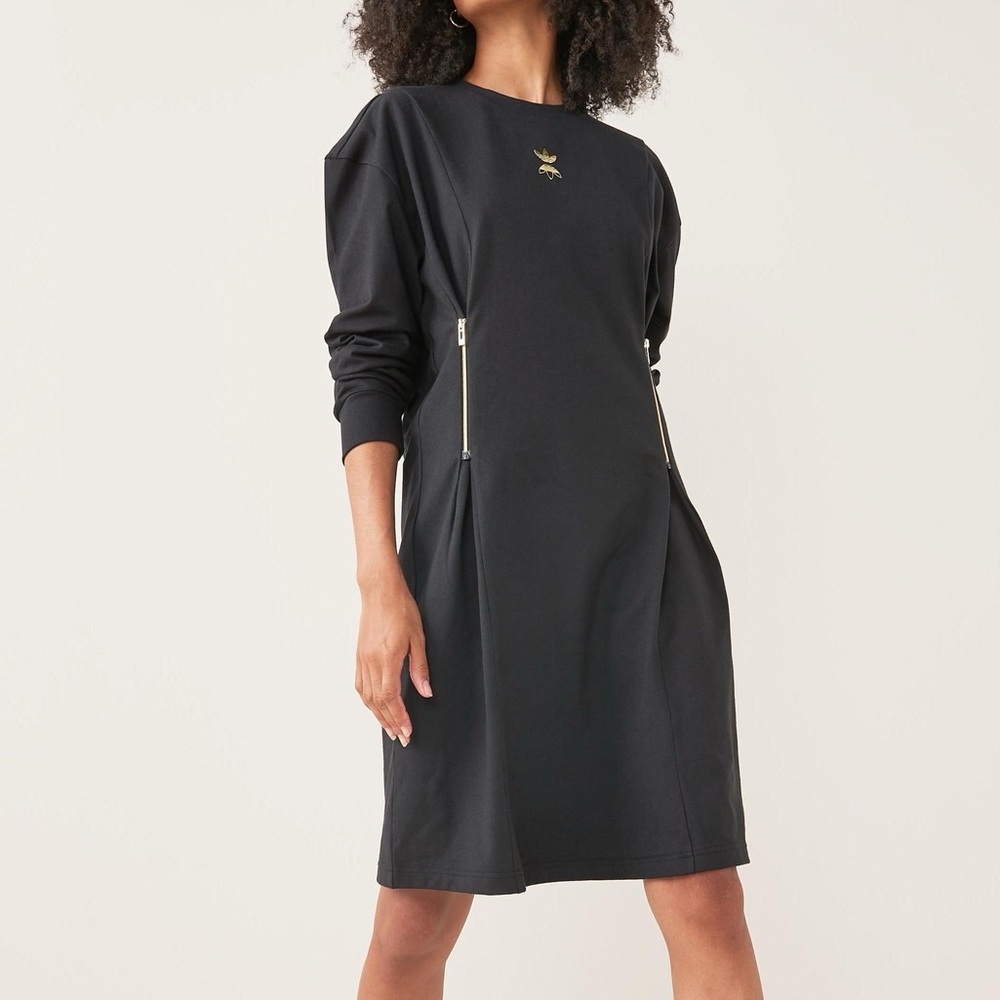 Adidas Long Sleeve Black Dress Sz S Gold‎ Zipper